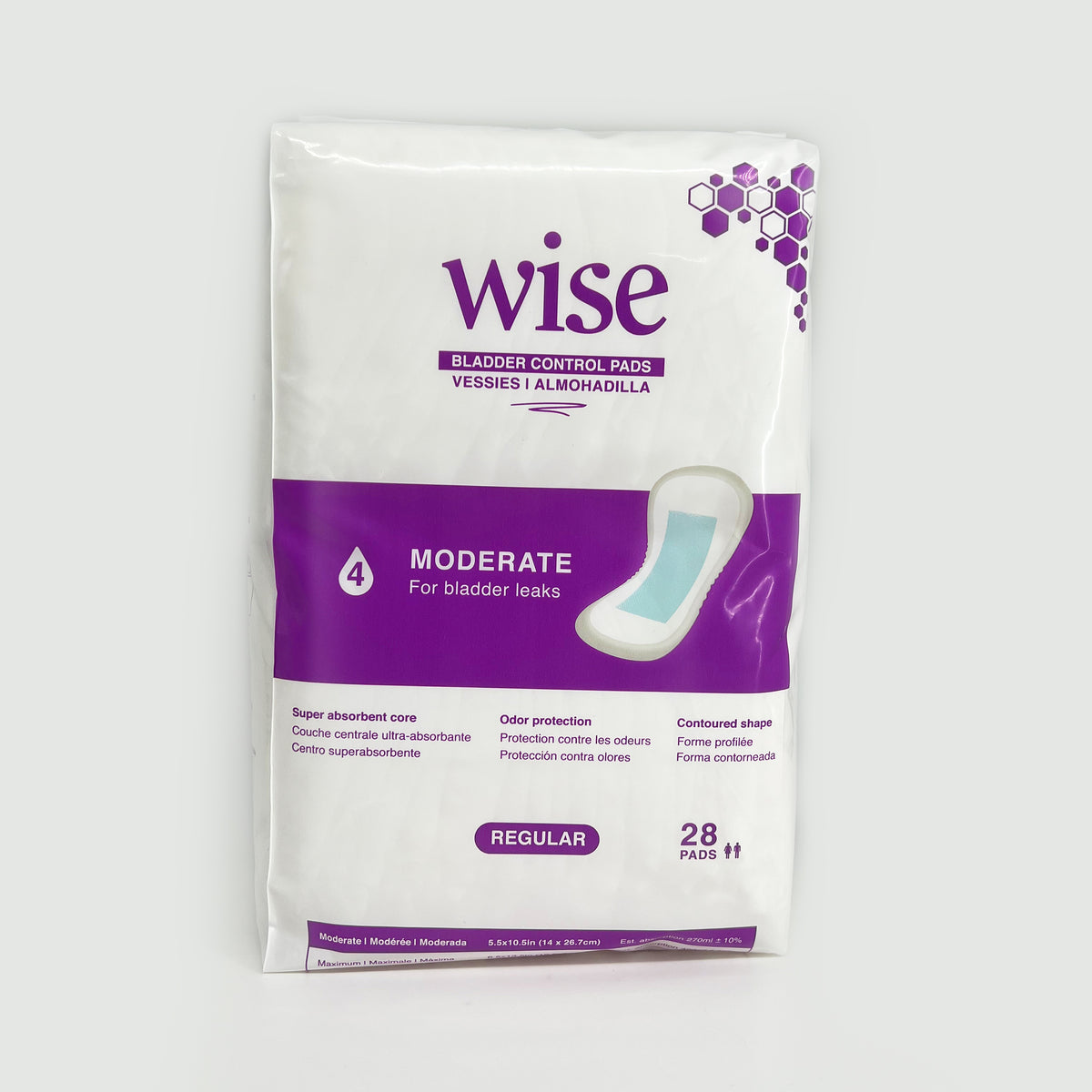 WiseWear Moderate ( Thin ) Incontinence Pads (2+1 Pack / 62 Pads
