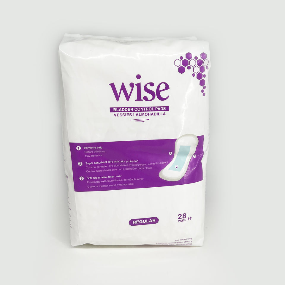 WiseWear Moderate ( Thin ) Incontinence Pads (2+1 Pack / 62 Pads)- Size 5.5" x 10.5" Buy 2 get 1 FREE travel pack!