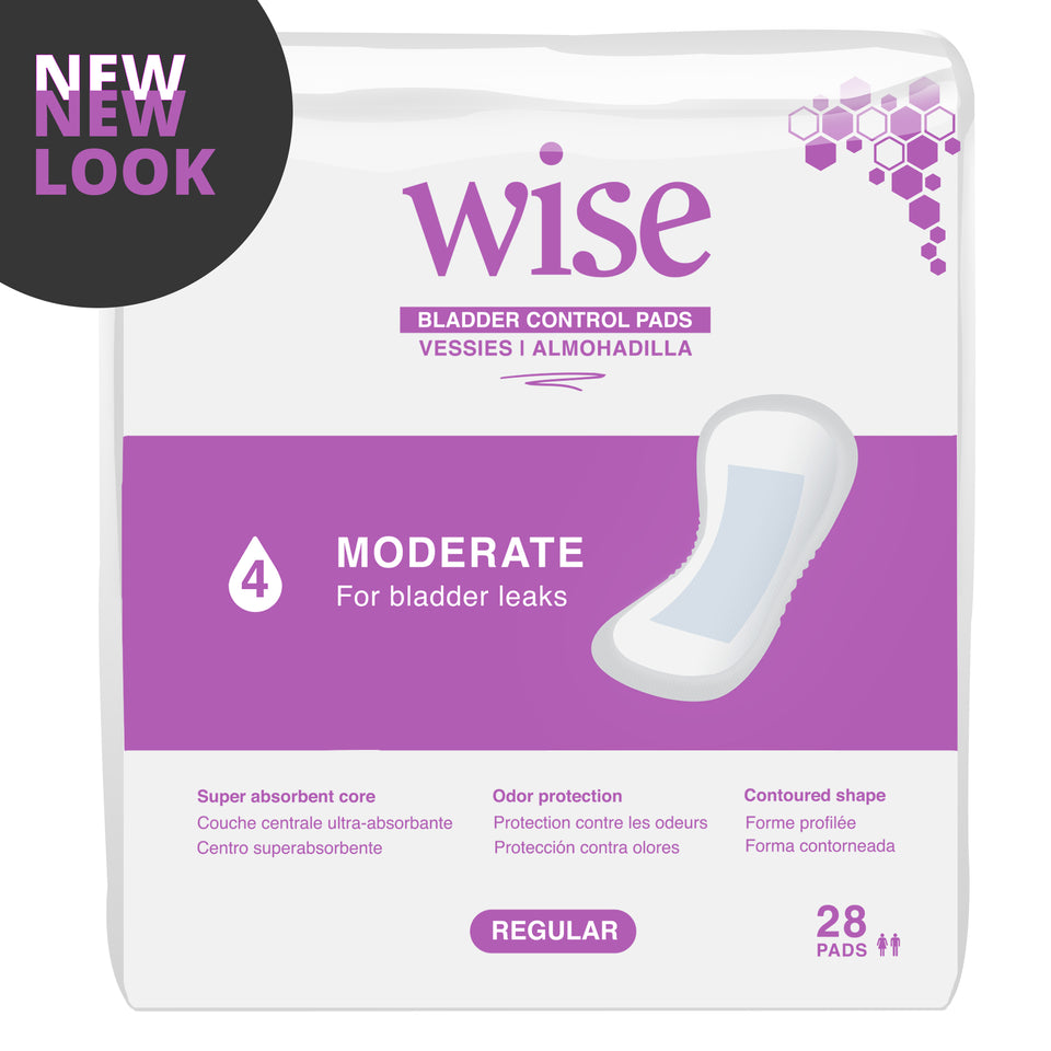 WiseWear Moderate ( Thin ) Incontinence Pads (2+1 Pack / 62 Pads)- Size 5.5" x 10.5" Buy 2 get 1 FREE travel pack!