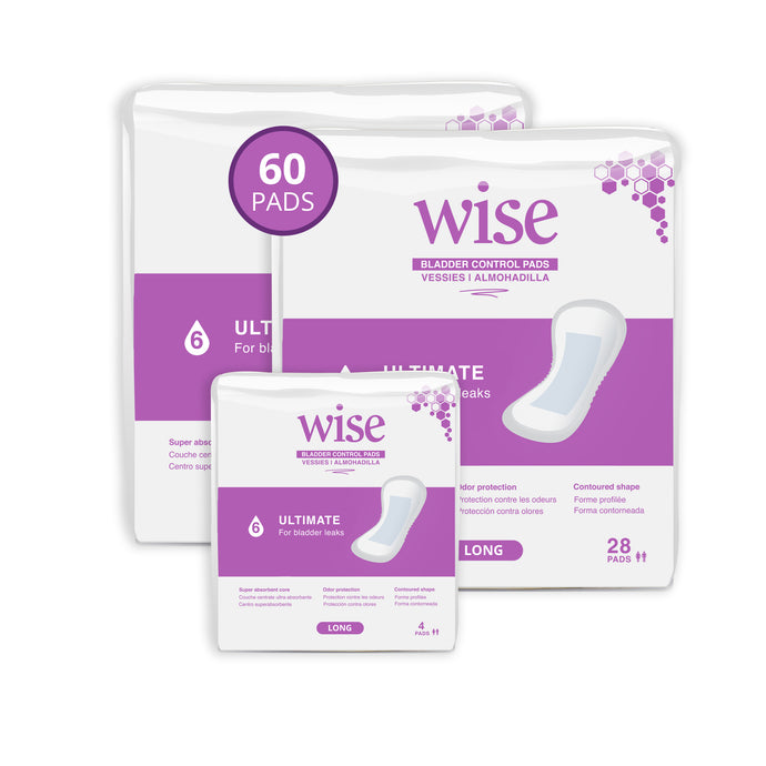 WiseWear Ultimate ( Large ) Incontinence Pads (2+1 Packs / 60 Pads)- Size 8
