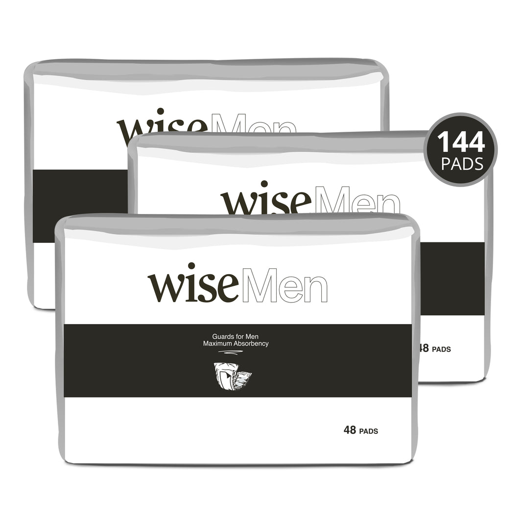 Wise Men Guard Maximum Protection Incontinence Pads (3 Bags / 144 Pads)- Size 5.9