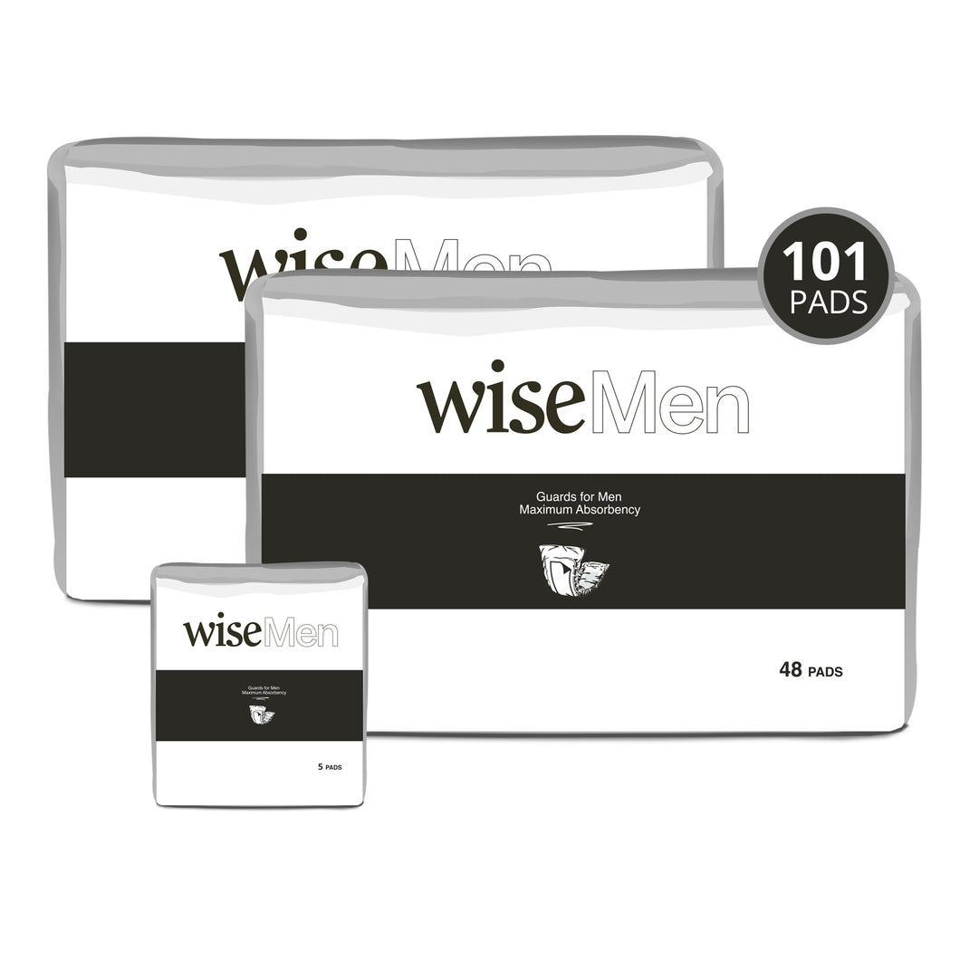 Wise Men Guard Maximum Protection Incontinence Pads (2+1 Packs / 101 Pads)- Size 5.9